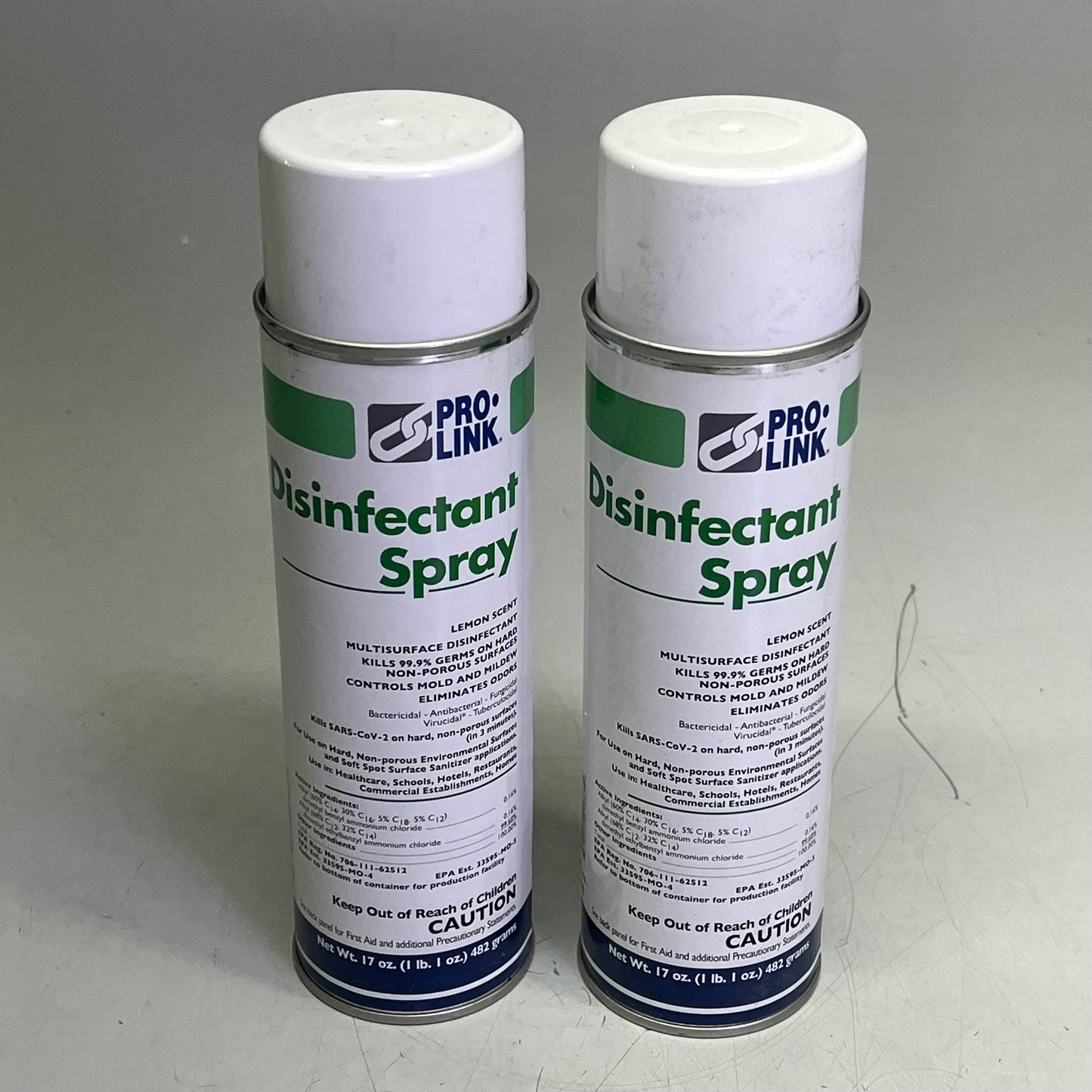 PRO LINK (2 PACK) Disinfectant Spray Multi Surface Disinfectant Lemon Scent 17oz