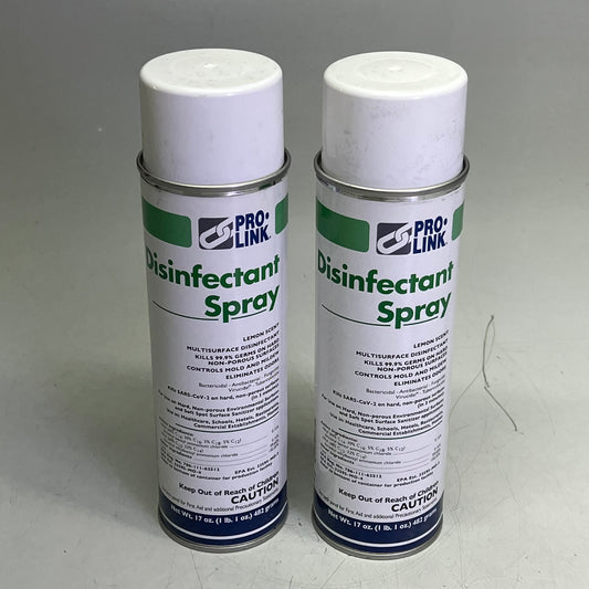 PRO LINK (2 PACK) Disinfectant Spray Multi Surface Disinfectant Lemon Scent 17oz
