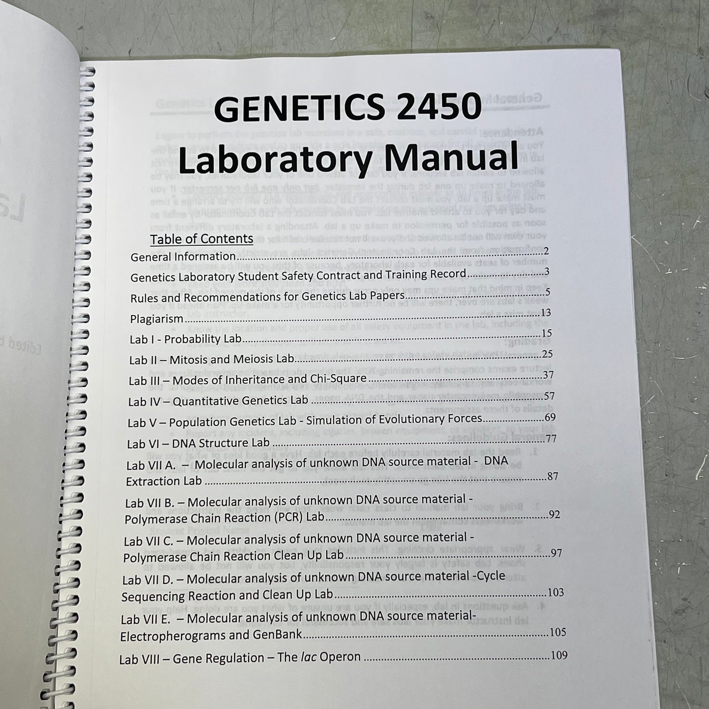GENETICS 2450 Laboratory Manual Book For Texas State University Spring Of 2024