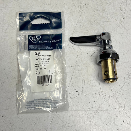 T & S Eterna Spindle Assembly Left Hand (cold) Lever W/ Screw Chrome 002713-040