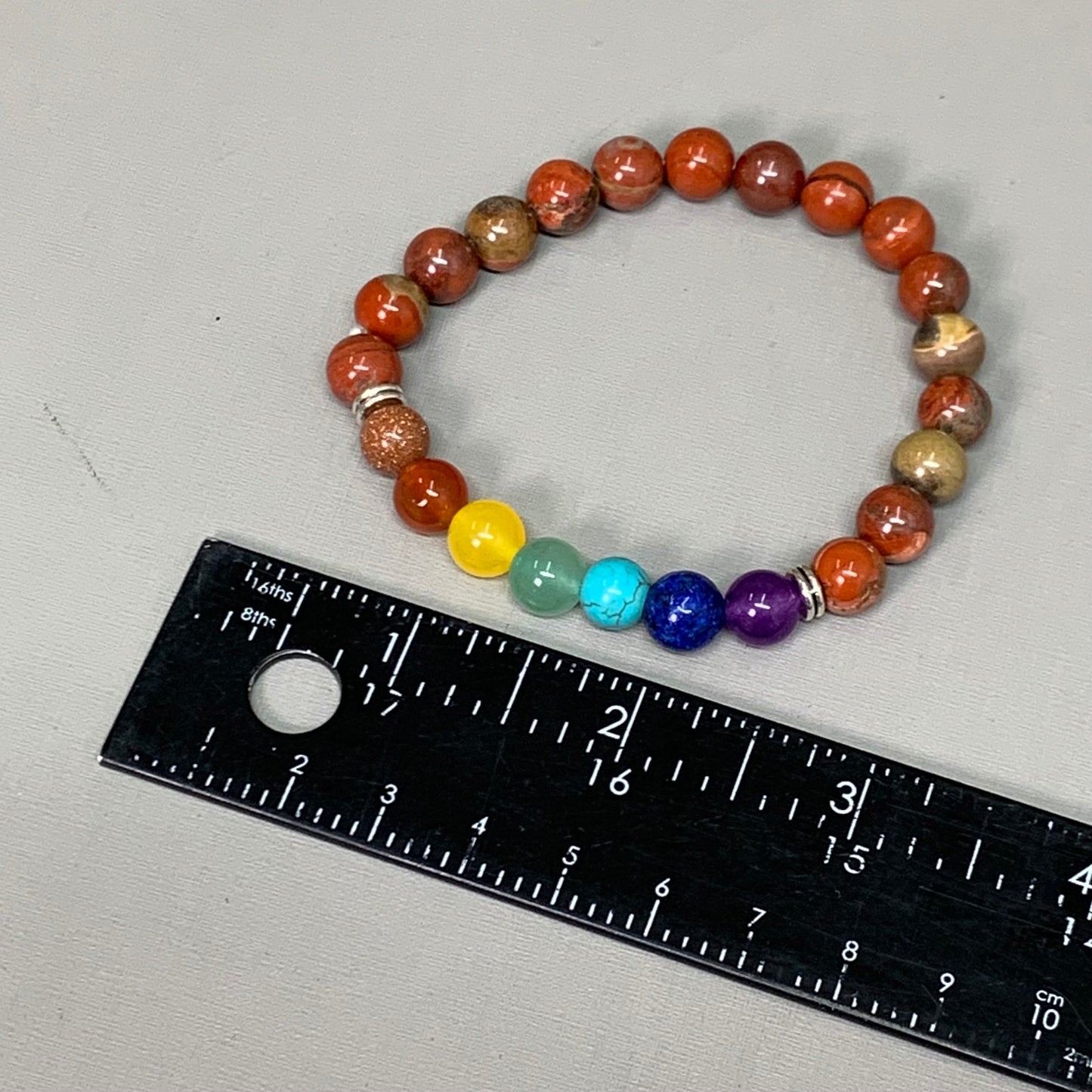 BEST WHOLESALE (12 PACK) Beaded Calm Jasper Rainbow Crystal Bracelets 3"