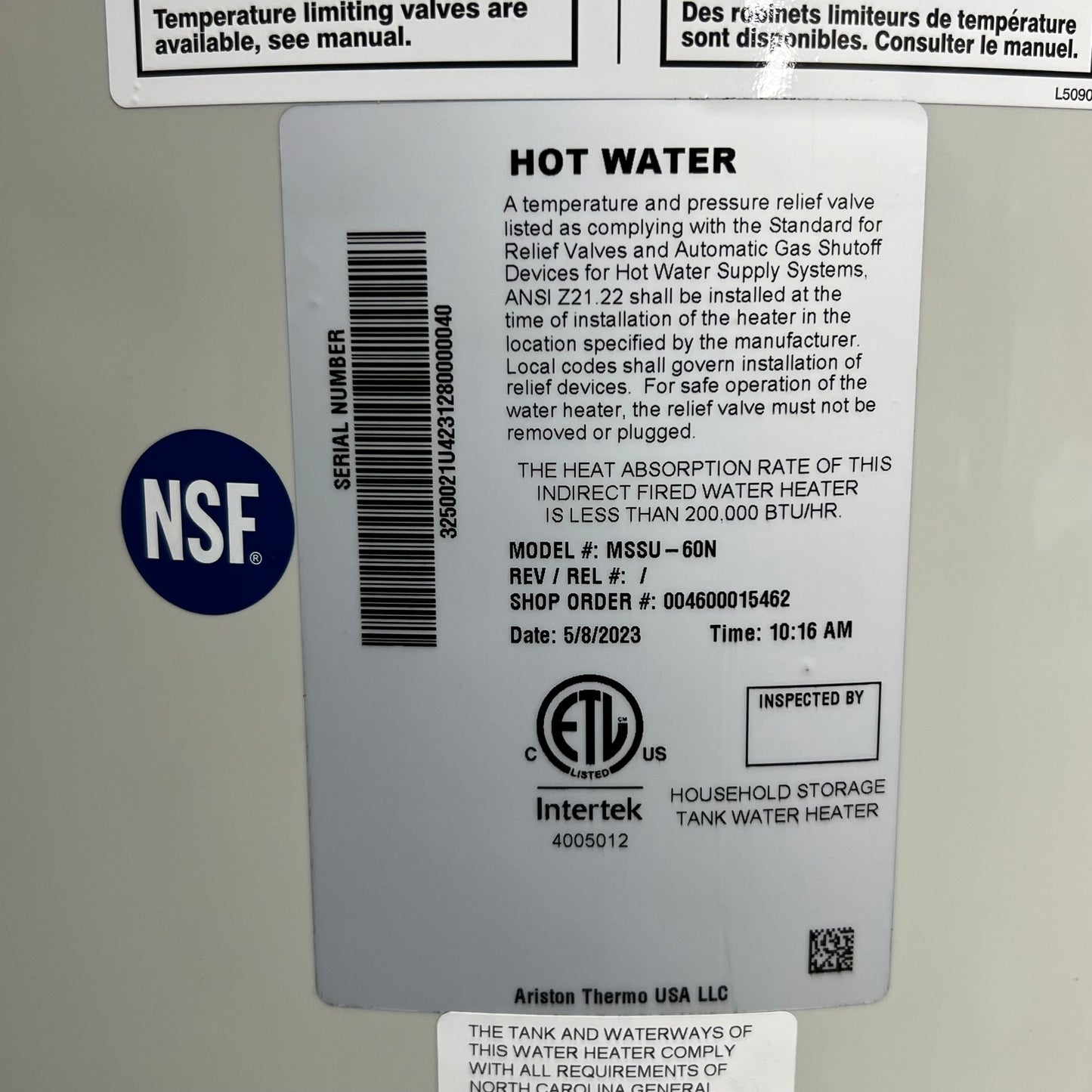 HTP Superstor Ultra Max Indirect Water Heater MSSU-60N