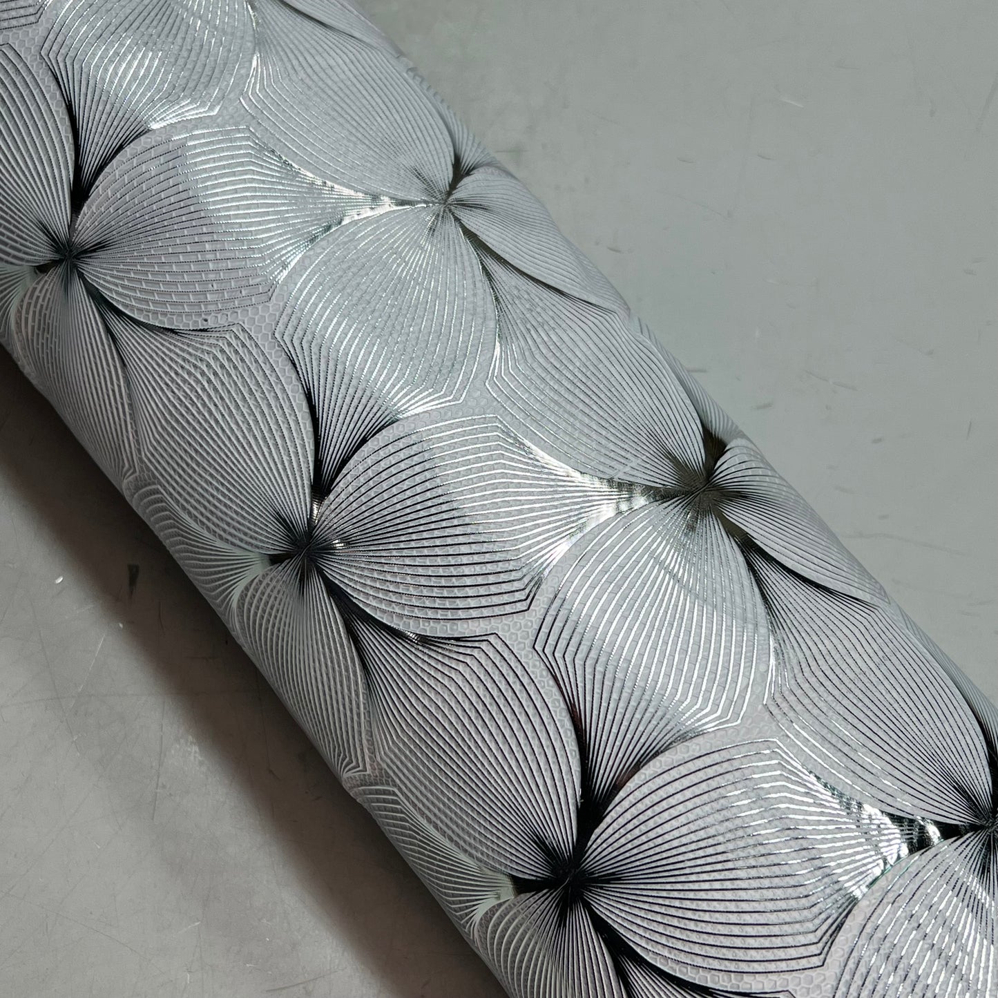 PVC Lace Dining Tablecloth Floral Pattern 54"x60' White/Silver