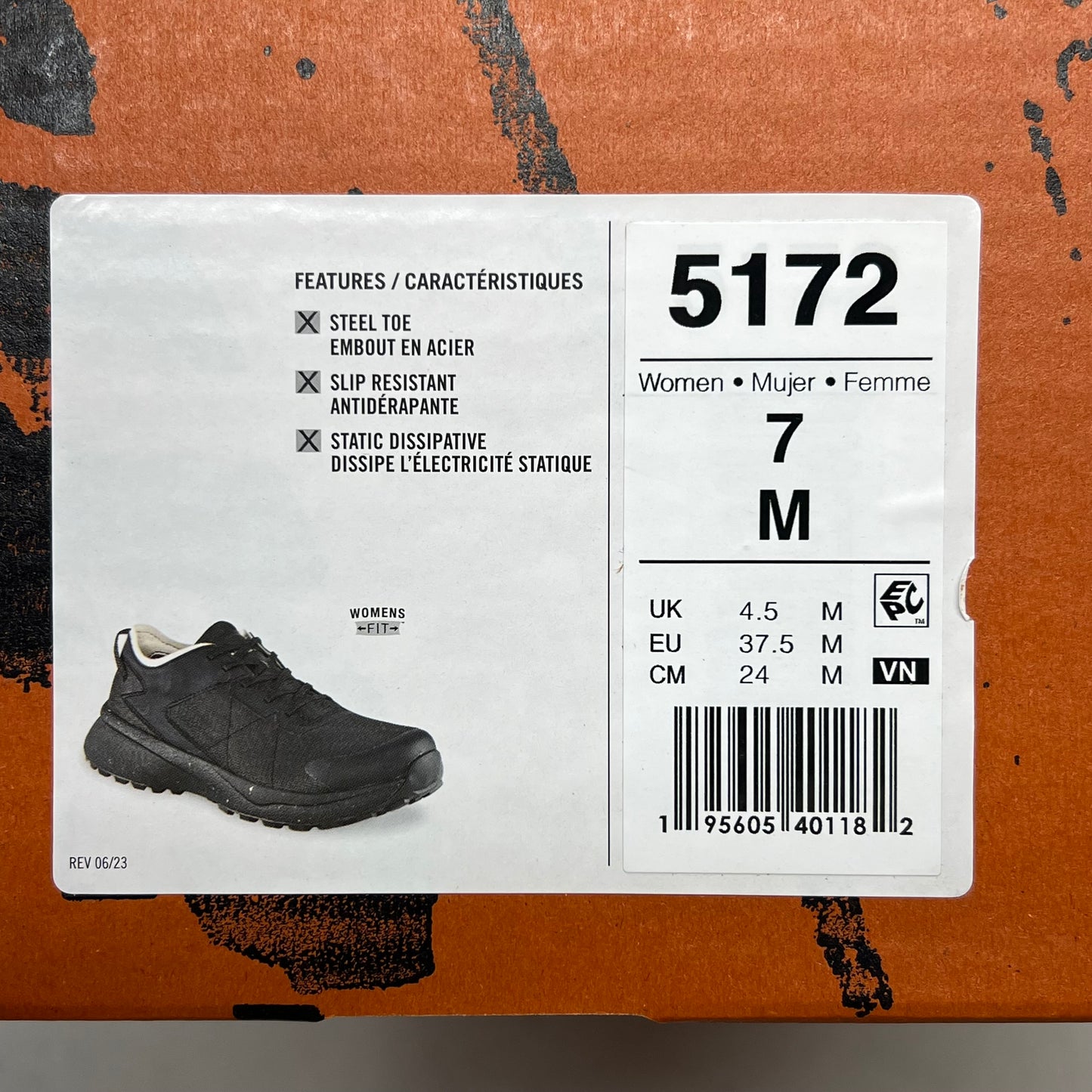 RED WING Safety Toe Slip Resistant Antimatter Shoe Women's Sz 7 M Black 5172