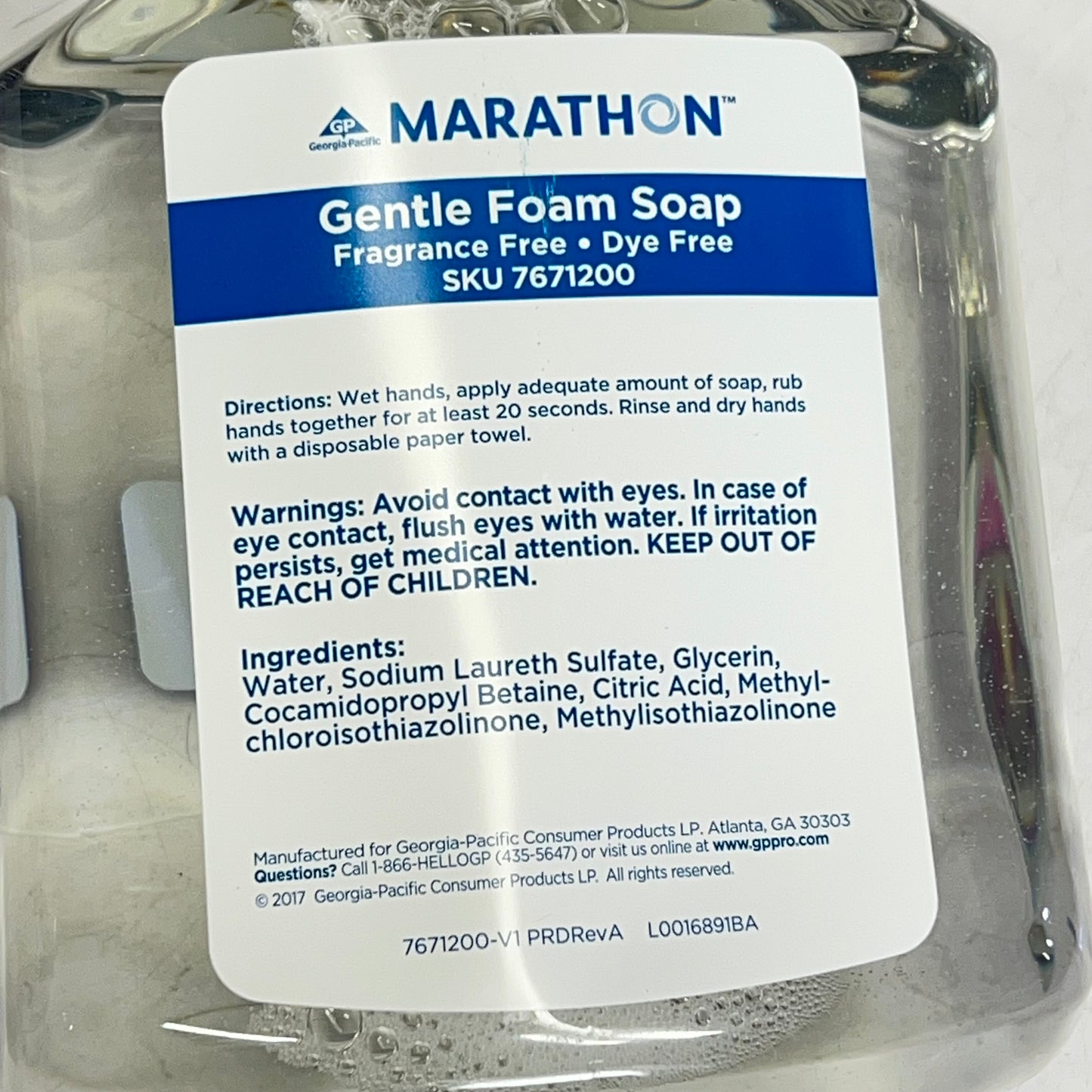 GEOEGIA PACIFIC Manual Gentle Foam Soap Refill No Fragrance & Dye 33.8oz Clear