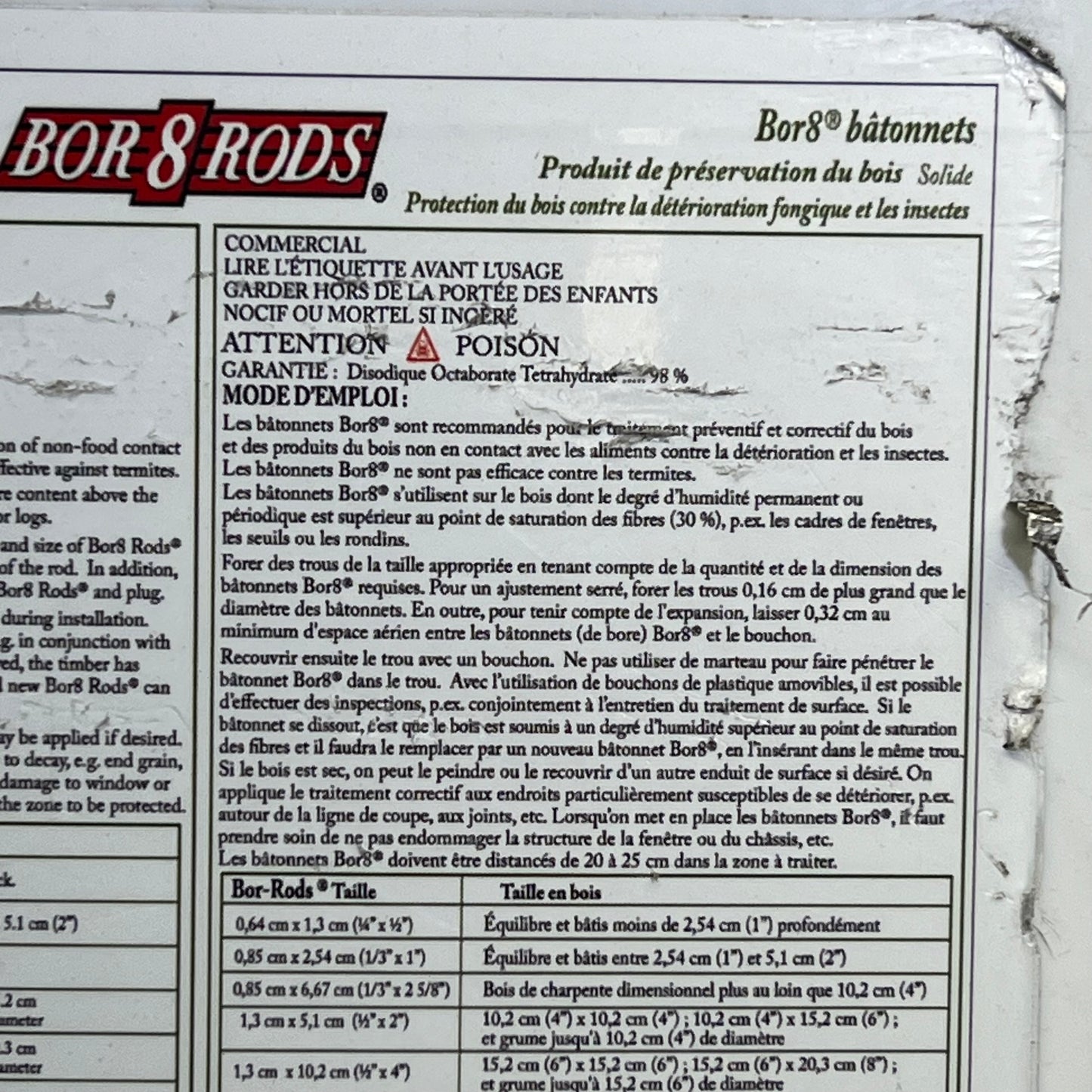 BOR 8 RODS (300 PACK) Wood Preservatives Protects Against Fungal Decay & Insects