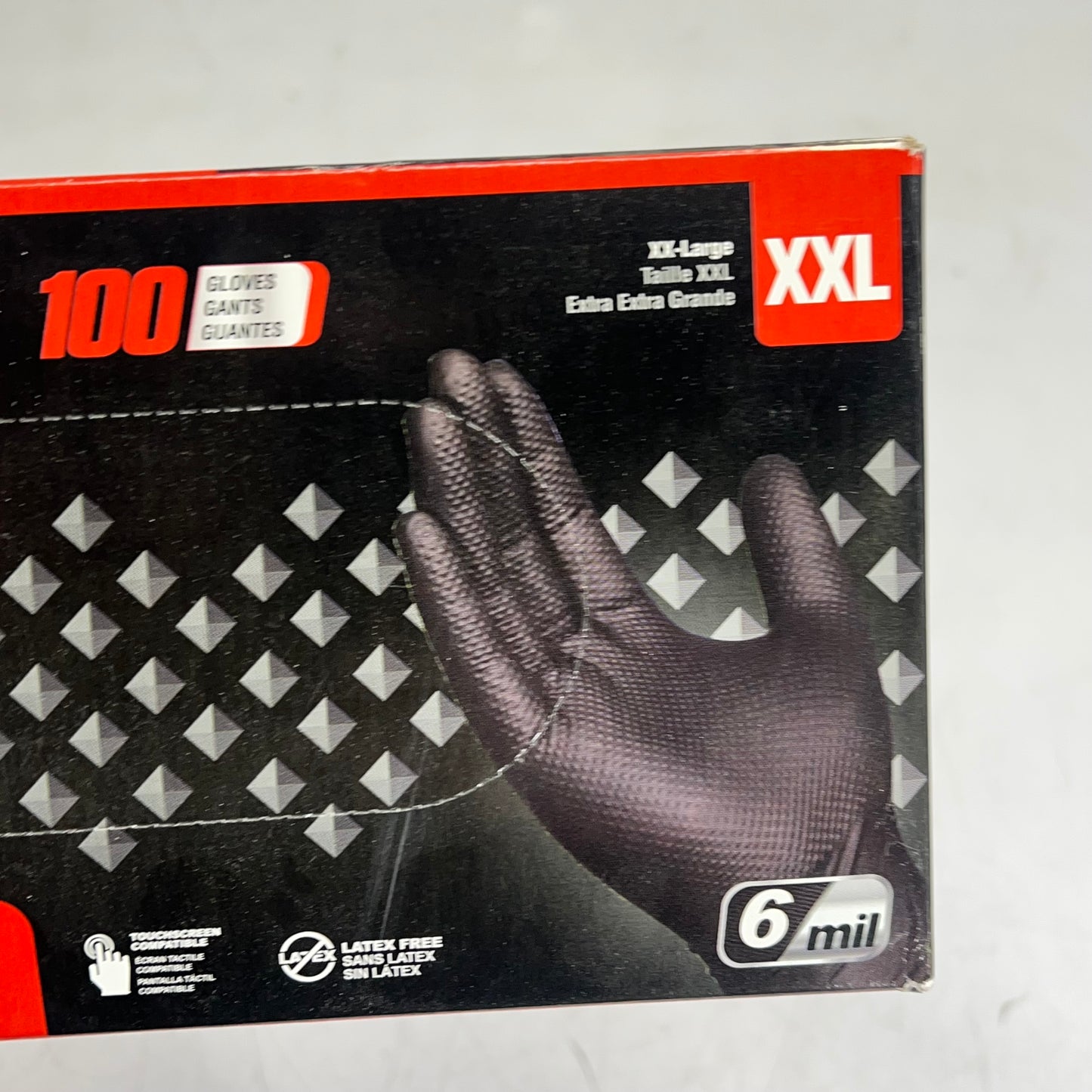 AMMEX (3 PACK, 100 EACH) Gloveworks Nitrile Gloves Powder-free Sz XXL 6MIL Black