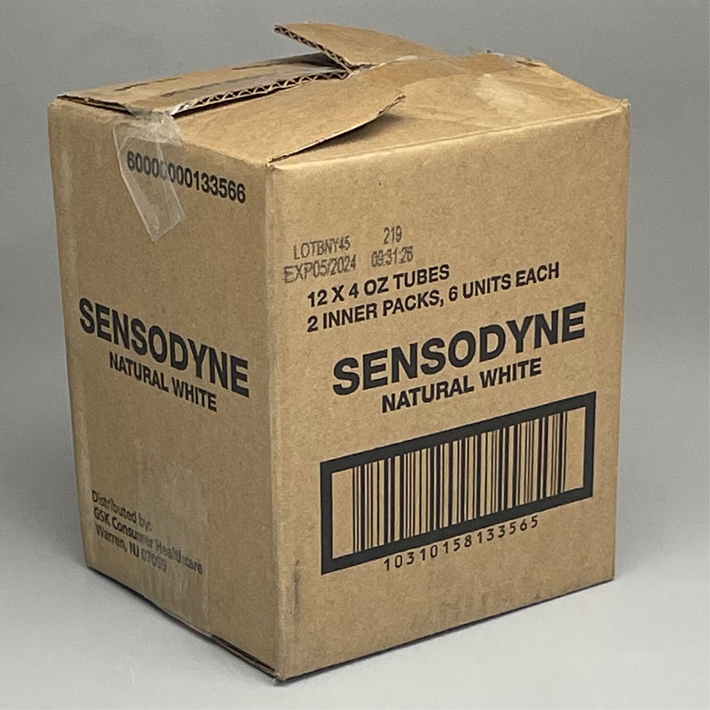 ZA@ SENSODYNE (12 PACK) Natural White Toothpaste w/Coconut Charcoal 4 oz Each EXPIRED 05/24