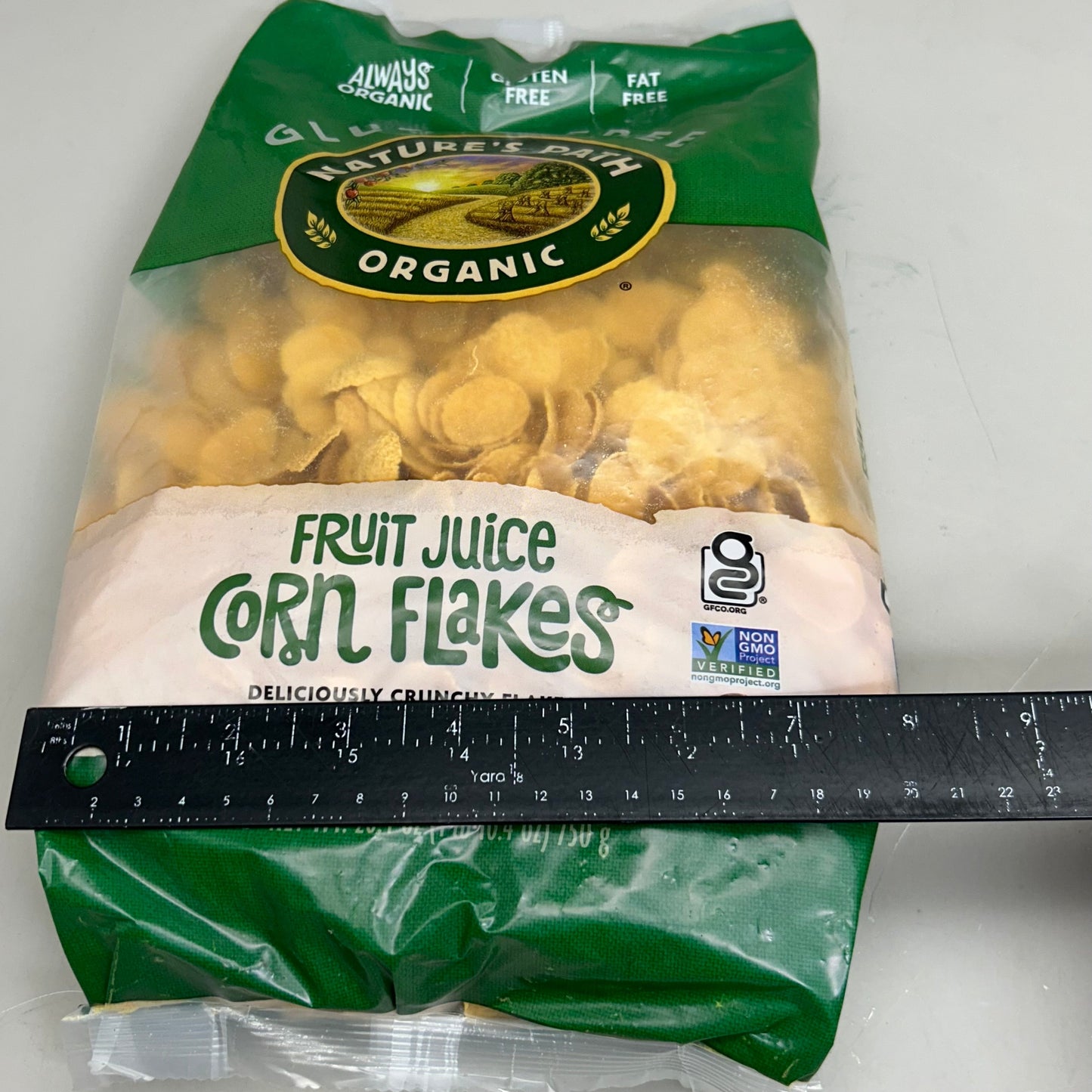 ZA@ NATURE'S PATH  Organic Fruit Juice Sweetened Corn Flakes Cereal 26.4oz BB 08/26 A