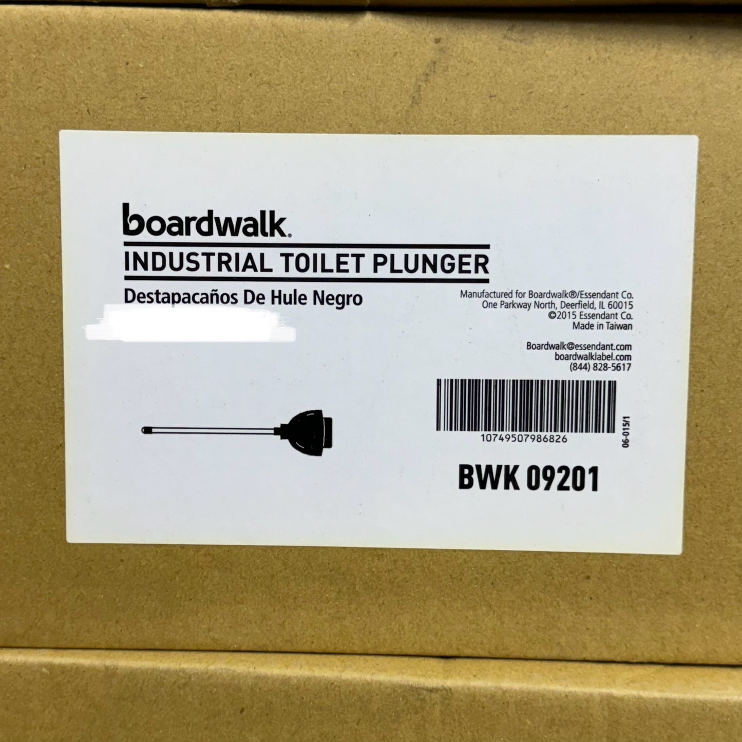 BOARDWALK Industrial (3 PACK) Toilet PlungerBoardwalk  18" Plastic Handle for 5-5/8" Bowls 09201