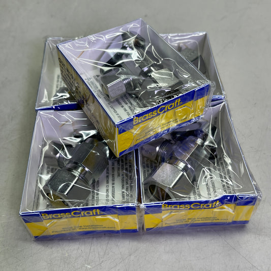 ZA@ BRASS CRAFT (5 PACK) 1/4" Turn Angle Supply STOP Valve 1/2"x3/8" Chrome G2CR19XC As-is Damaged Packaging