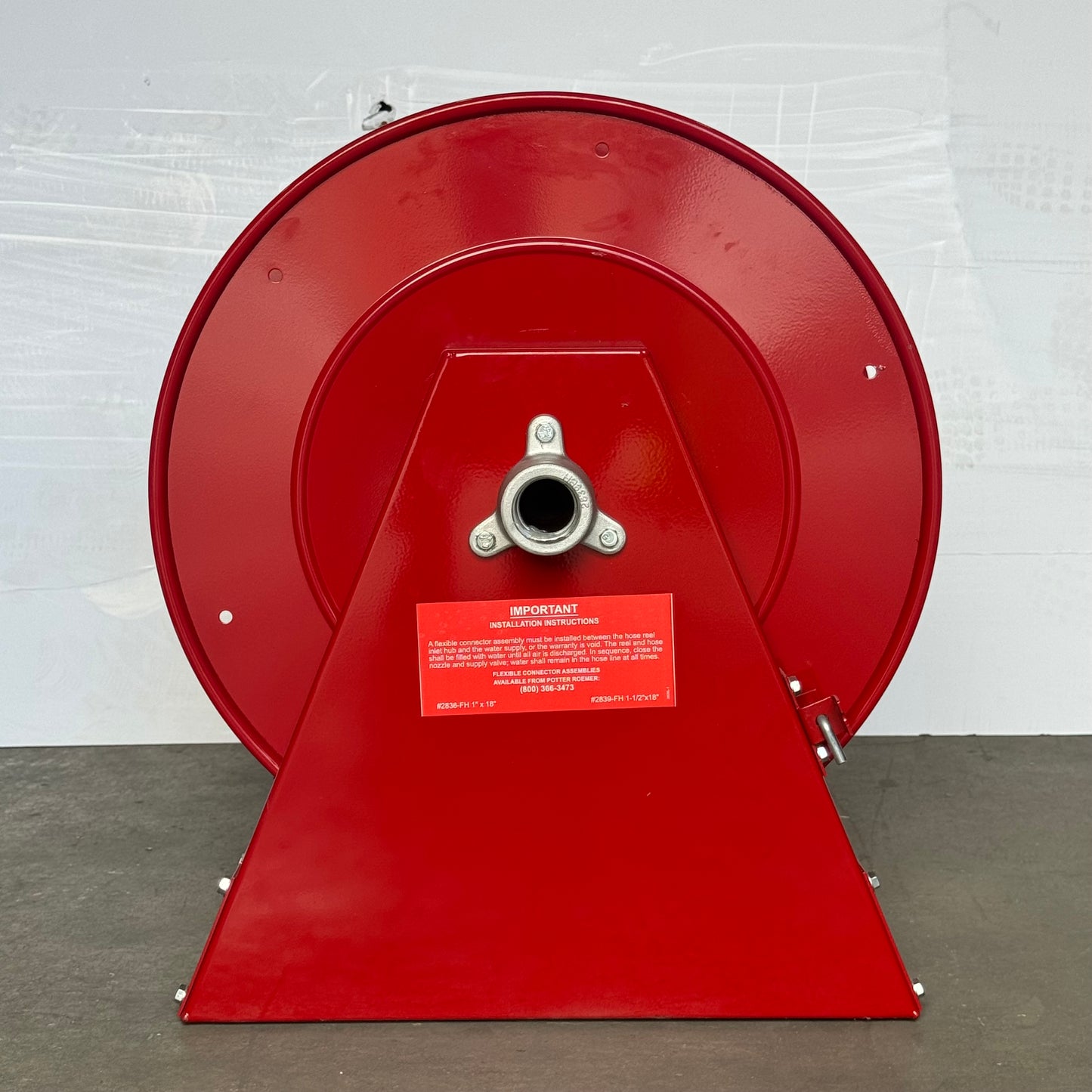 POTTER ROEMER Fire Pro Continuous Flow Hose Reel 2838 26.5”Hx21.5”Lx16" Red