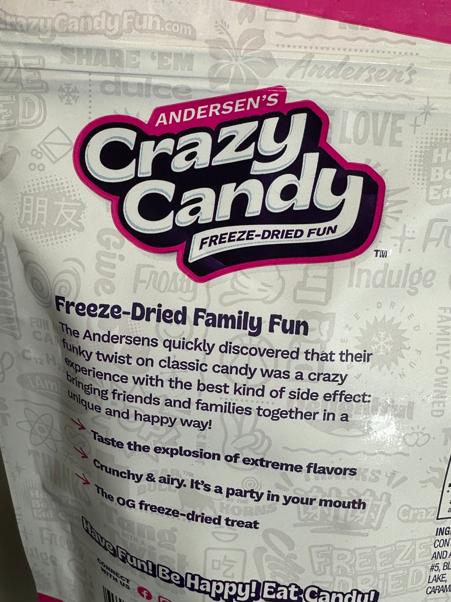 ANDERSEN'S Crazy Candy Freeze-Dried Saltwater Taffy 2.4 oz Exp 06/26