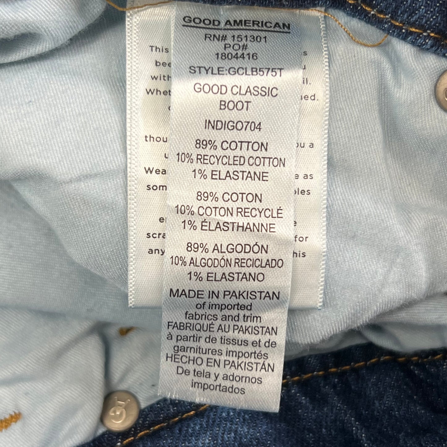 GOOD AMERICAN Good Classic Slim Bootcut High-Rise Jeans Women's Sz 15 Indigo704 GCLB575T