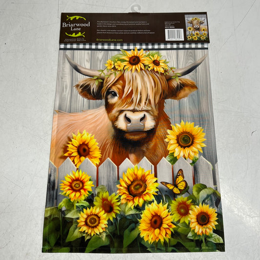 BRIARWOOD LANE Highland Cow Garden Flag Sz 12.5" x 18" Red & White G02625