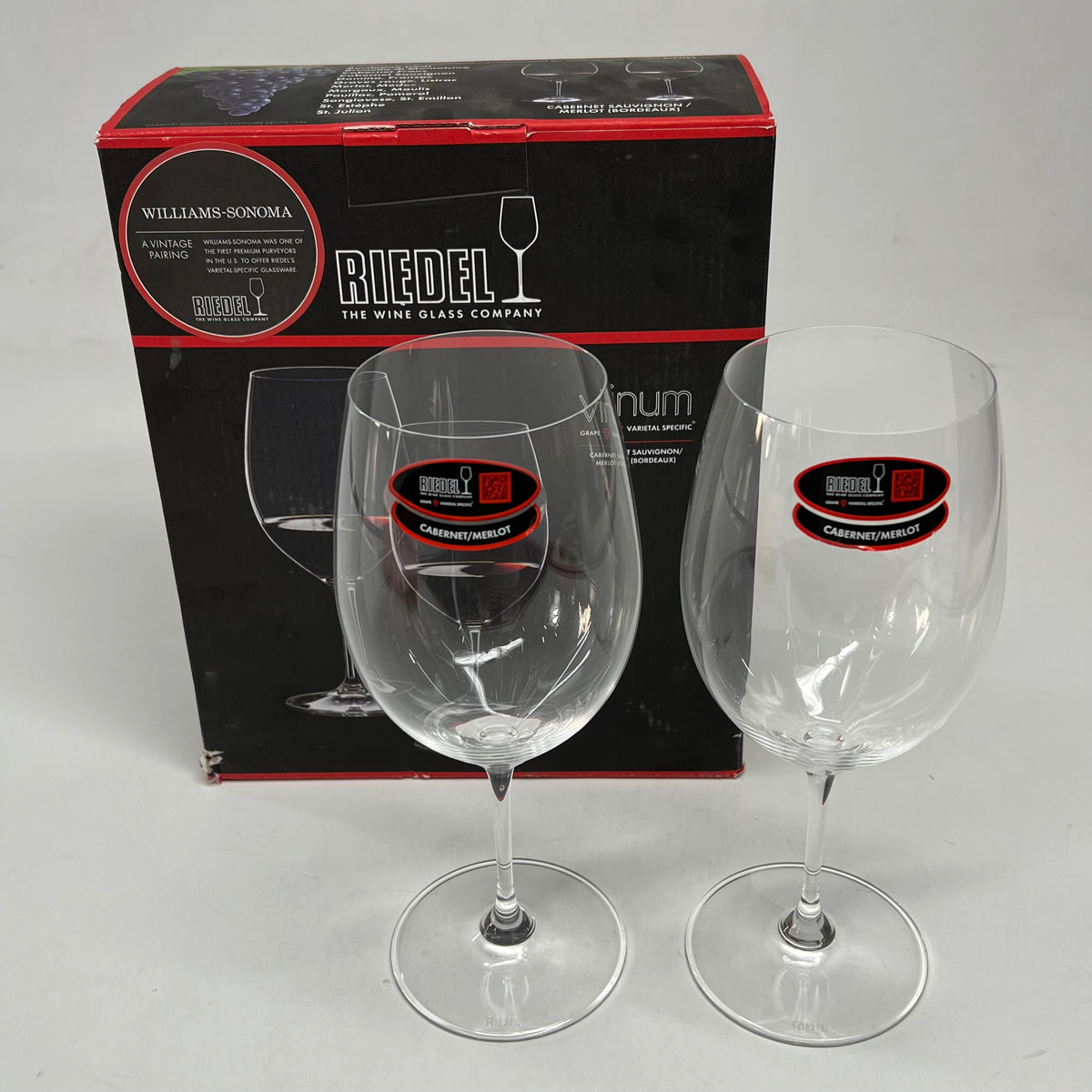 RIEDEL (SET OF 2) Crystal Glass Cabernet Sauvignon/merlot   9" Tall 19685229