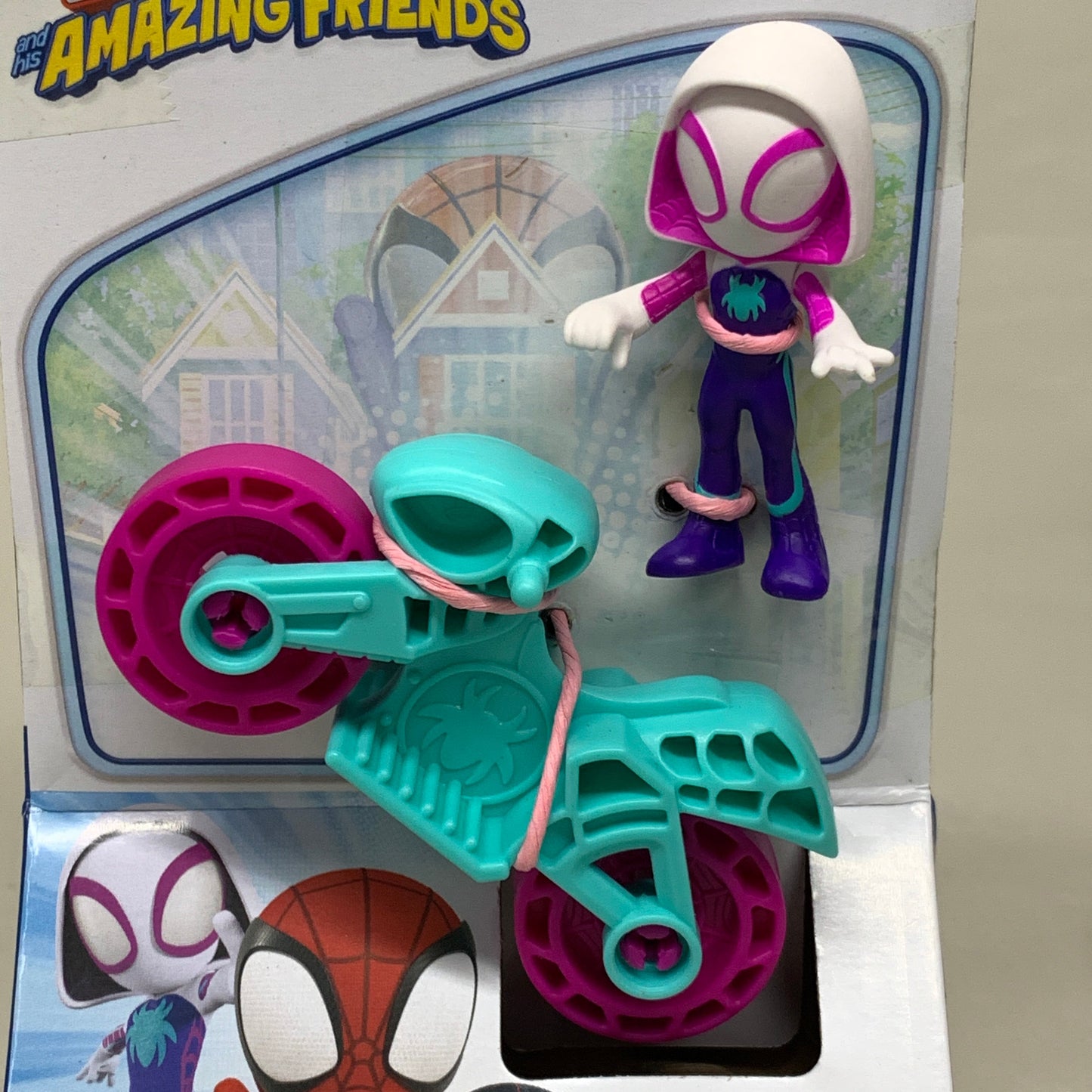 ZA@ HASBRO Marvel Spidey and His Amazing Friends Ghost-Spider Figurine With Motorcycle 5010994181666 A