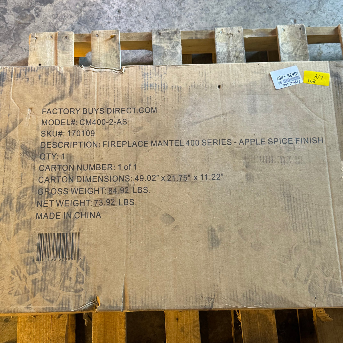 FACTORY BUYS DIRECT Fireplace Mantel 400 Series Apple Spice Finish CM400-2-AS