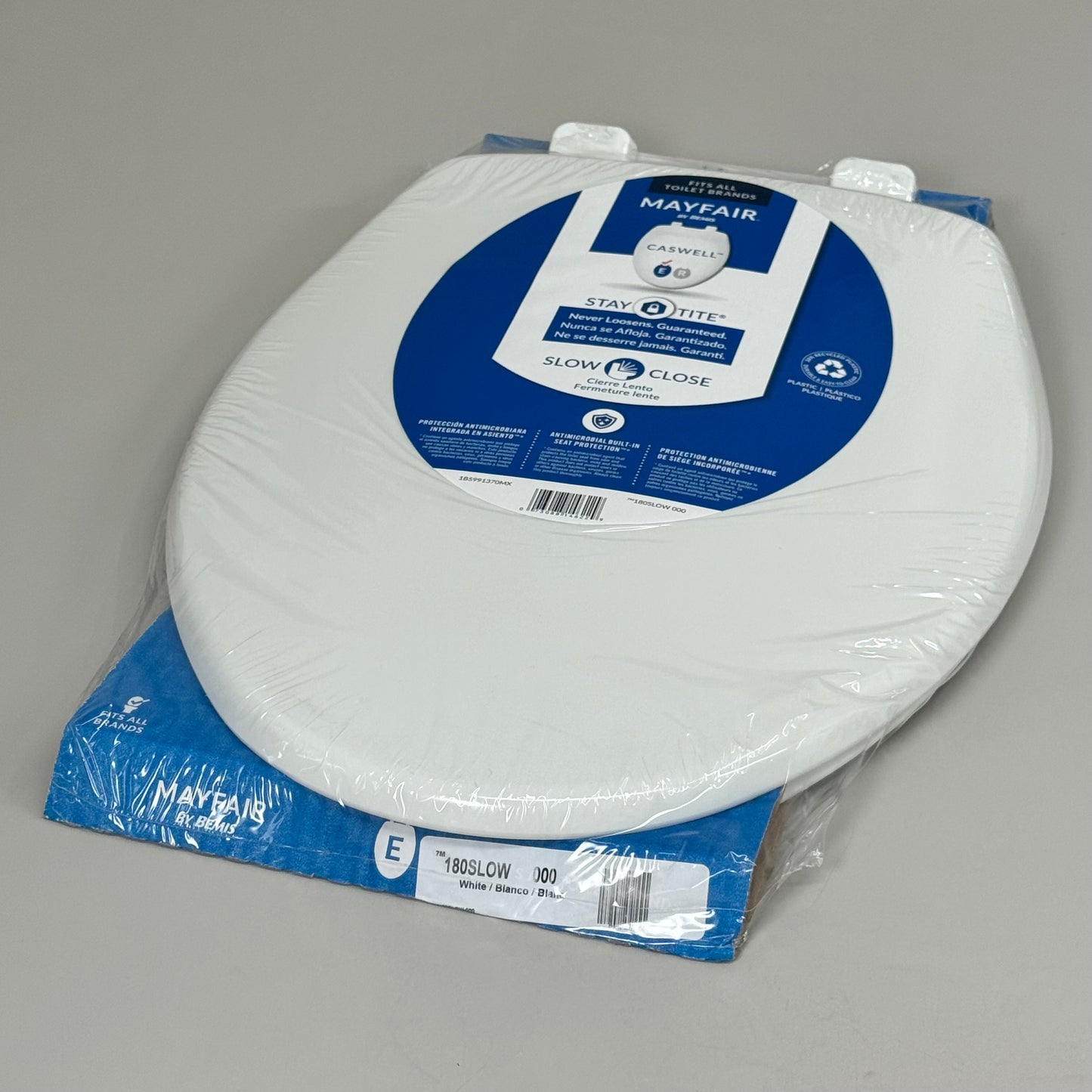 BEMIS Mayfair Slow Close Toilet Seat & Lid Elongated Shape White 147SLOW 000