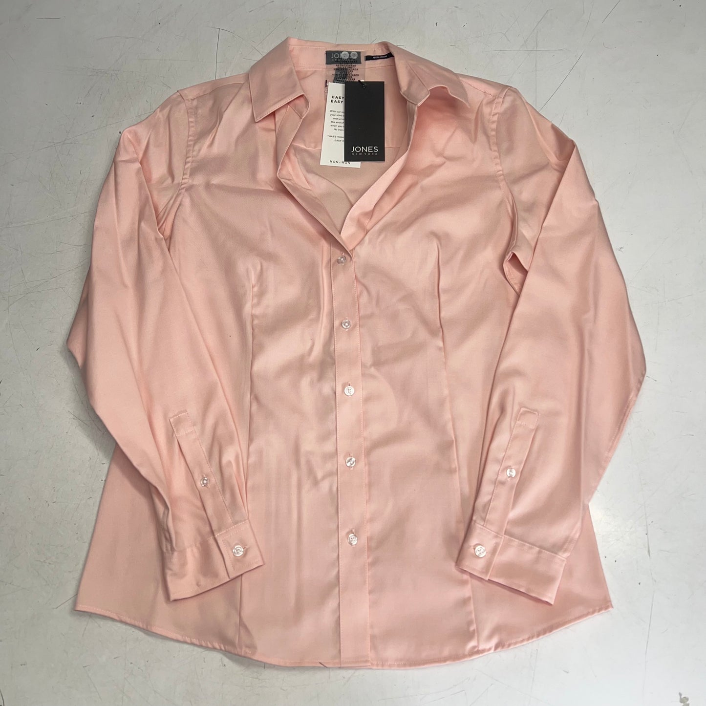 JONES New York Easy Care Professional Button Up Collared Shirt Women's Sz M Rose