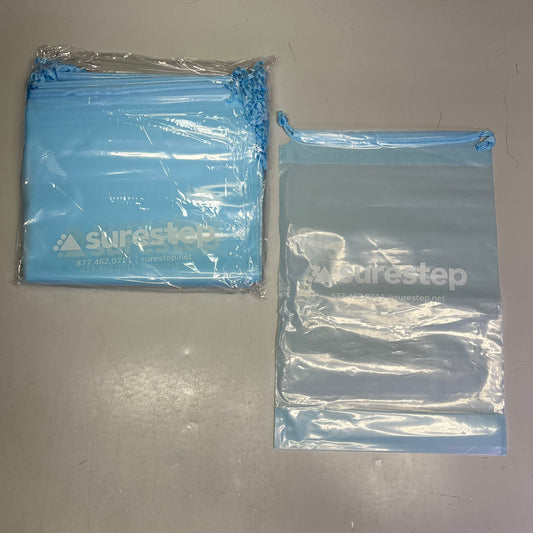 ZA@ SURESTEP (50 PACK) Company Plastic Drawstring Bags 16.5"x11" Baby Blue
