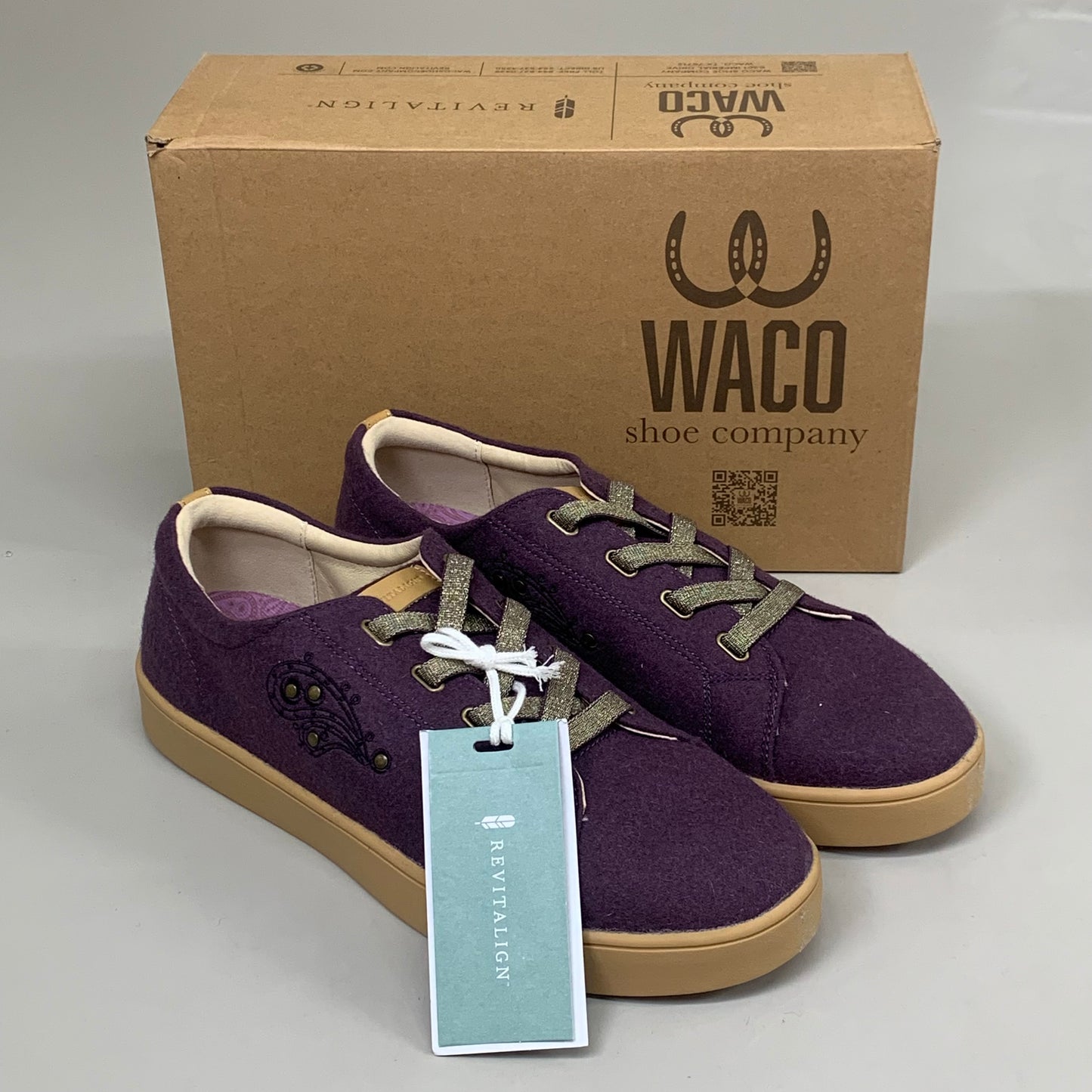 ZA@ WACO Malibu Sparkle Genuine Leather Elastic Laces Womens Sz 12D Vintage Violet A612797