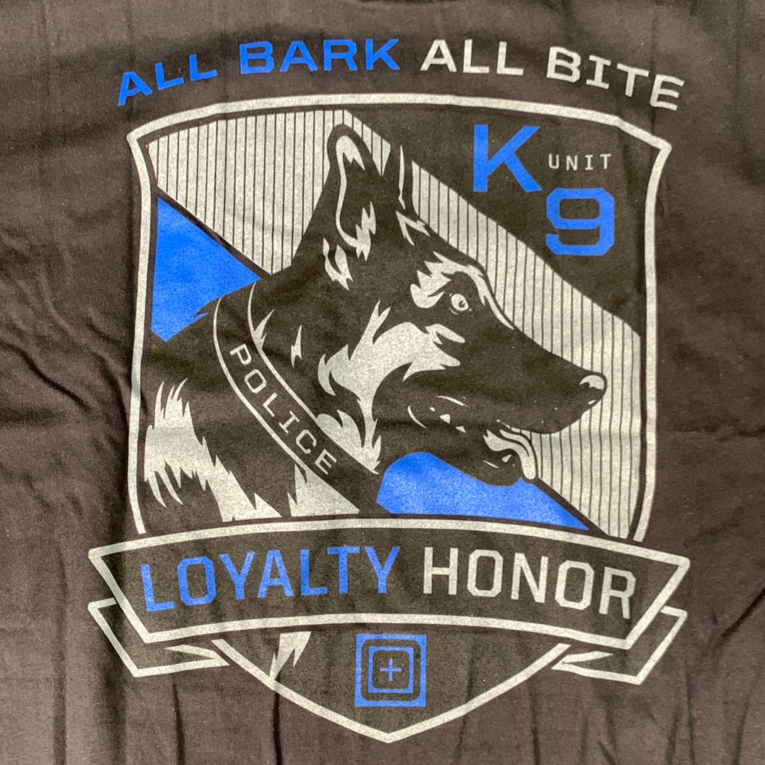 5.11 TACTICAL All Bark All Bite T-Shirt 100% Cotton 019 Black Sz M #76330