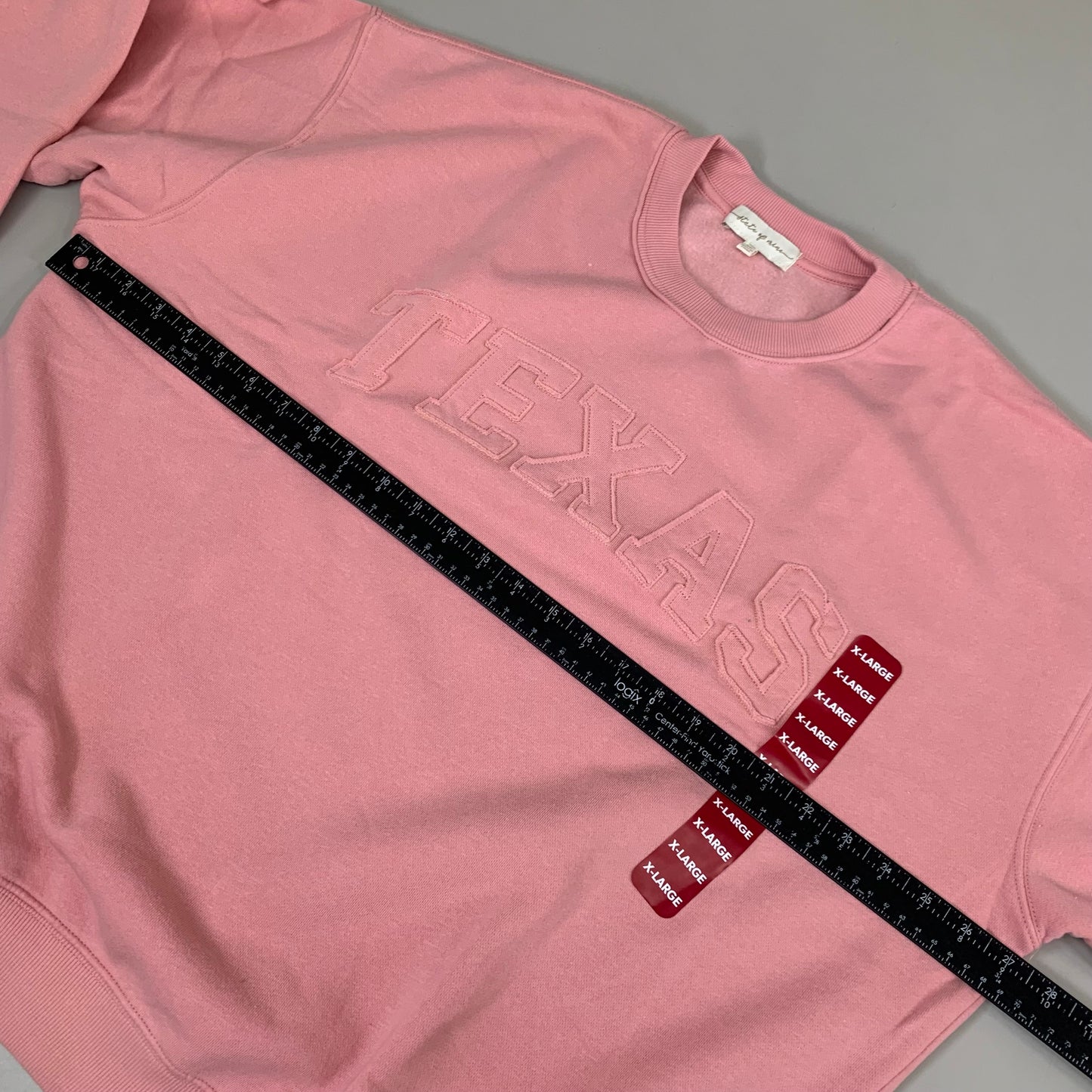 STATE OF MINE Women's Texas Print Sweatshirt Sz-XLarge Blush 15711