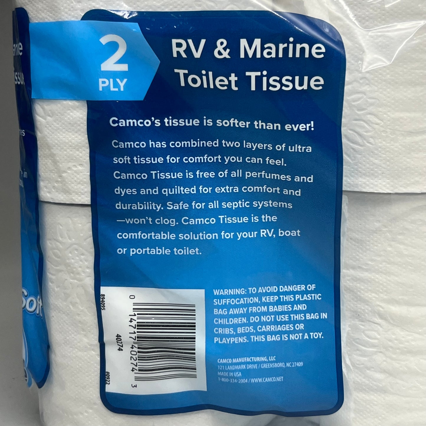 CAMCO RV & MARINE Toilet Tissue (16 ROLLS OF 500 Sheets) 40274