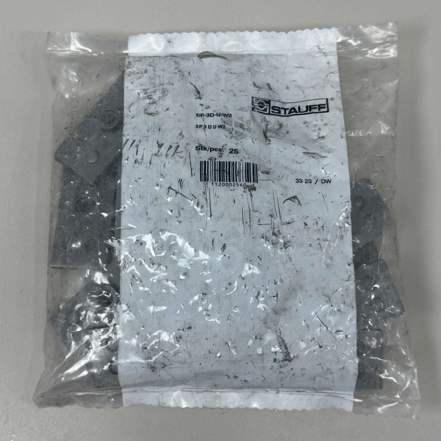 STAUFF (25 PACK) Single Welded Plate Twin Series 3D Carbon Steel Grey SP-3D-U-W2