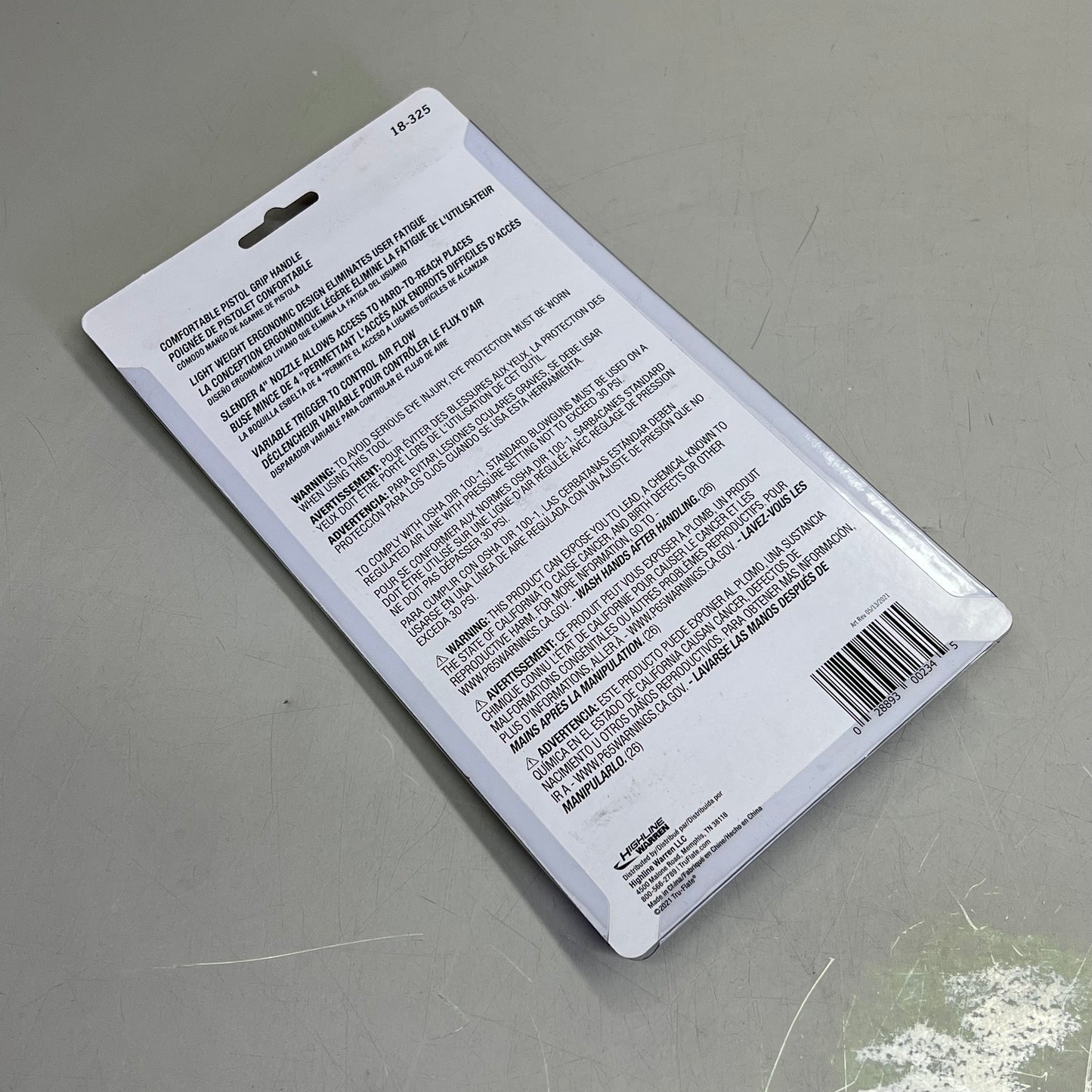 ZA@ TRU-FLATE Plastic Handled Trigger Style Standard Blowgun 1/4" female NPT 18-325