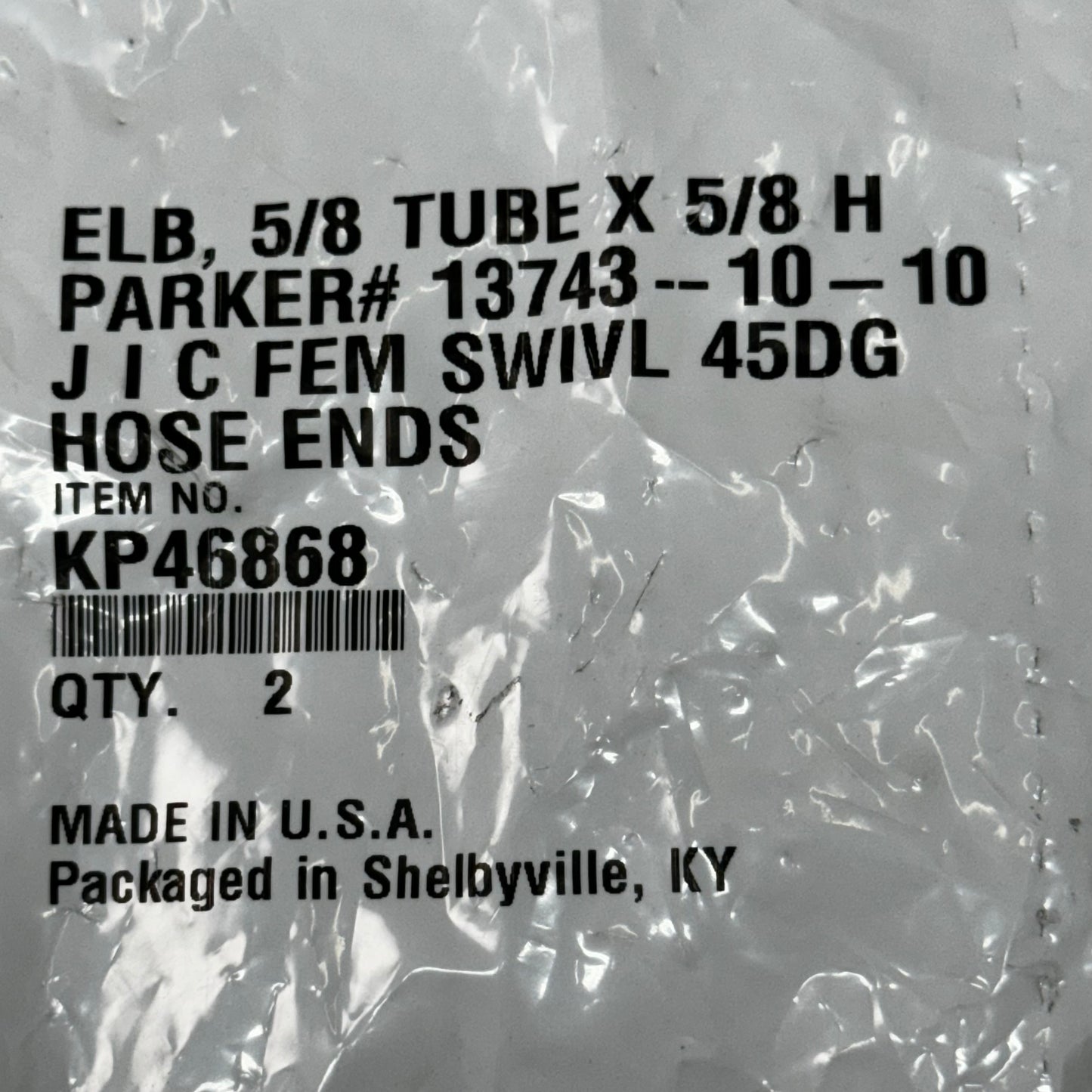 PARKER (2 PACK) Hydraulic Elbow Female Swivel Hose Ends 5/8" x 5/8" Steel KP46868