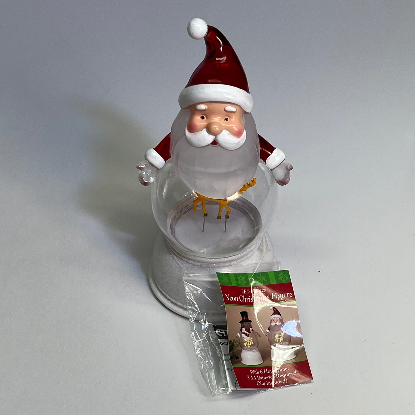 GERSON LED Lighted Neon Christmas Snowman & Santa Globes w/ 6 Hr Timer 9.5"