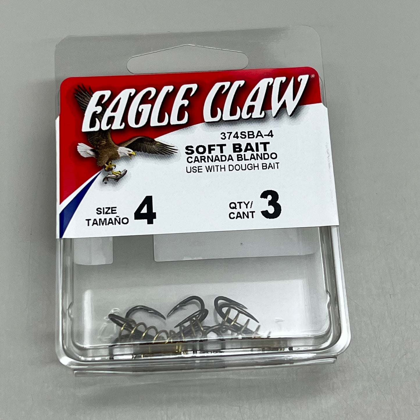 EAGLE CLAW (5 PACK) Soft Bait w/ Spring Treble Hook Bronze/Gold #4 3pc 374SBA-4