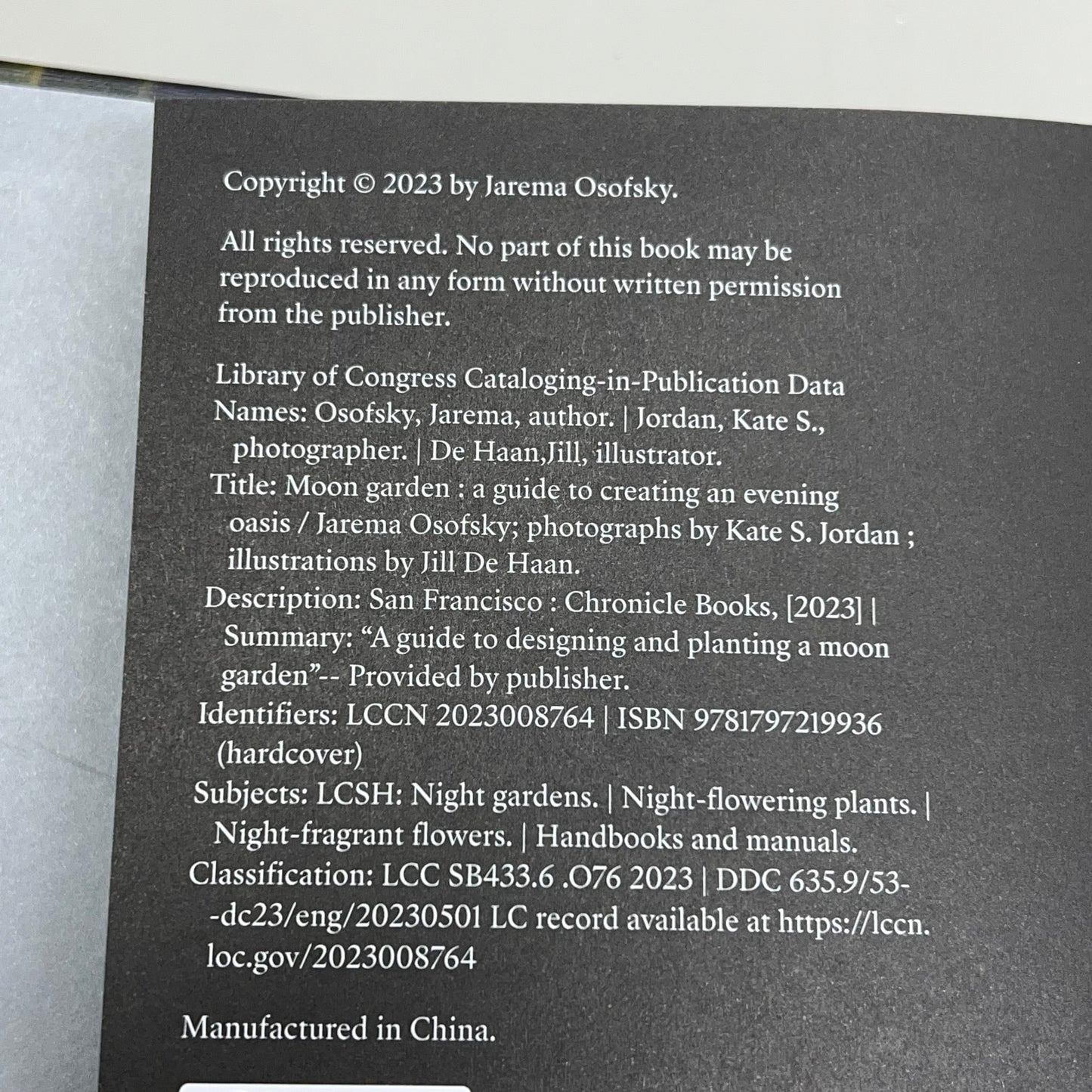 MOON GARDEN By Jarema Osofky Guide To Creating An Evening Oasis Hardcover Book