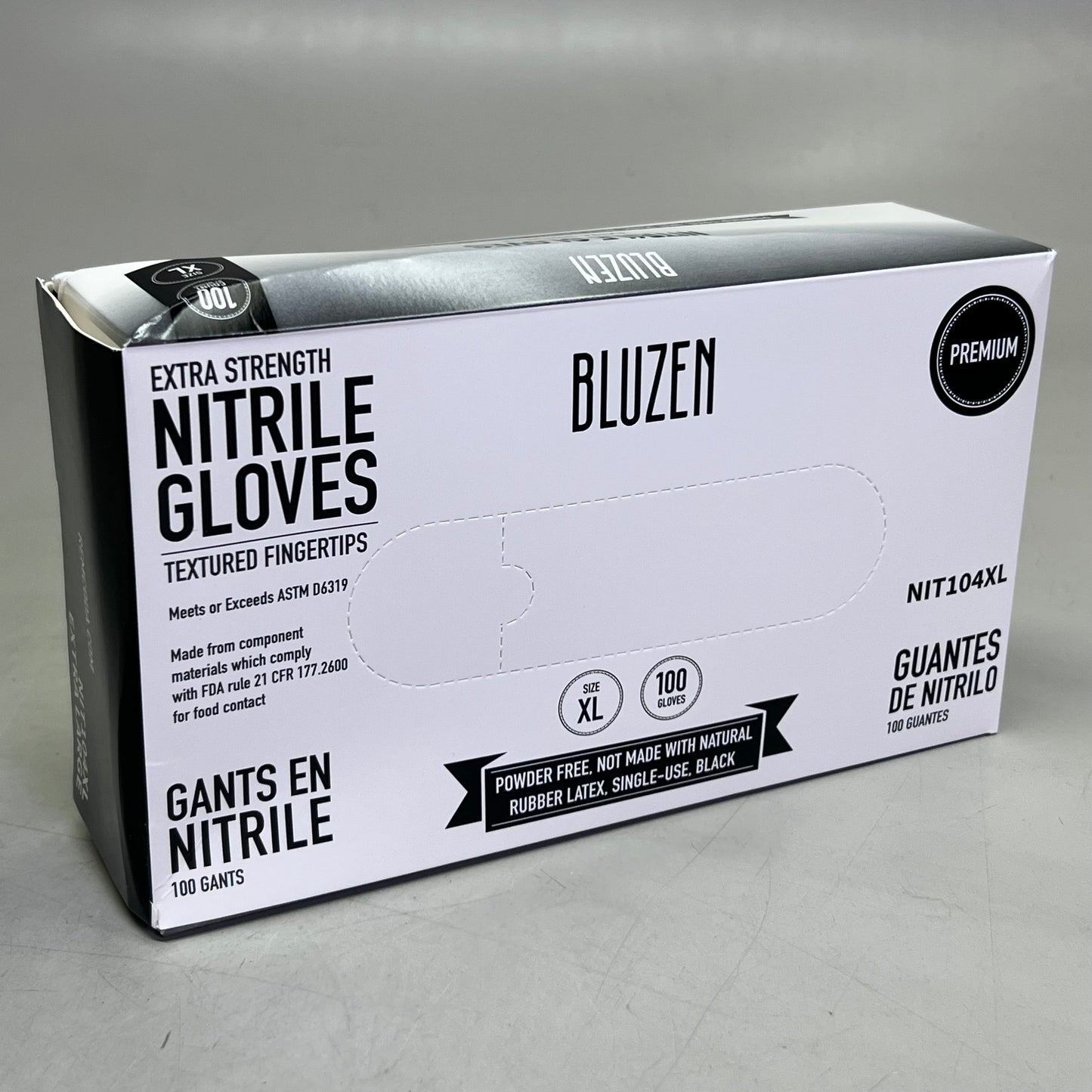 ZA@ BLUZEN (10 PACK of 100Gloves) Nitrile Gloves Textured Fingertips, Black Sz XL NIT104XL (New) C