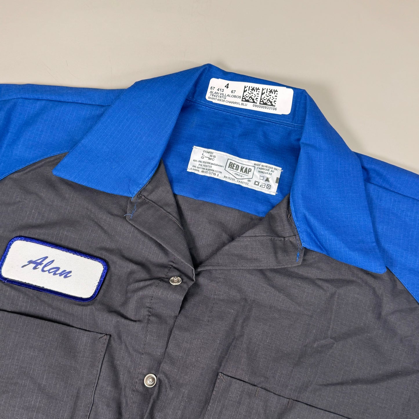 RED KAP Ford Dealership "Alan" Employee Shirts w/Embroidered Patch Sz L Blue/Grey