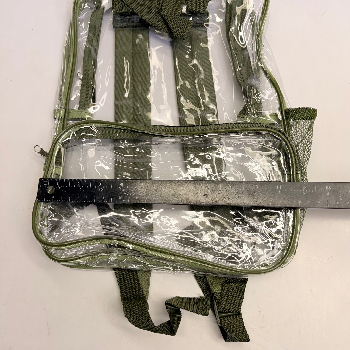 BWAP 17" Clear Plastic Backpack 17" x 12" x 6" Color Olive Green BP1643