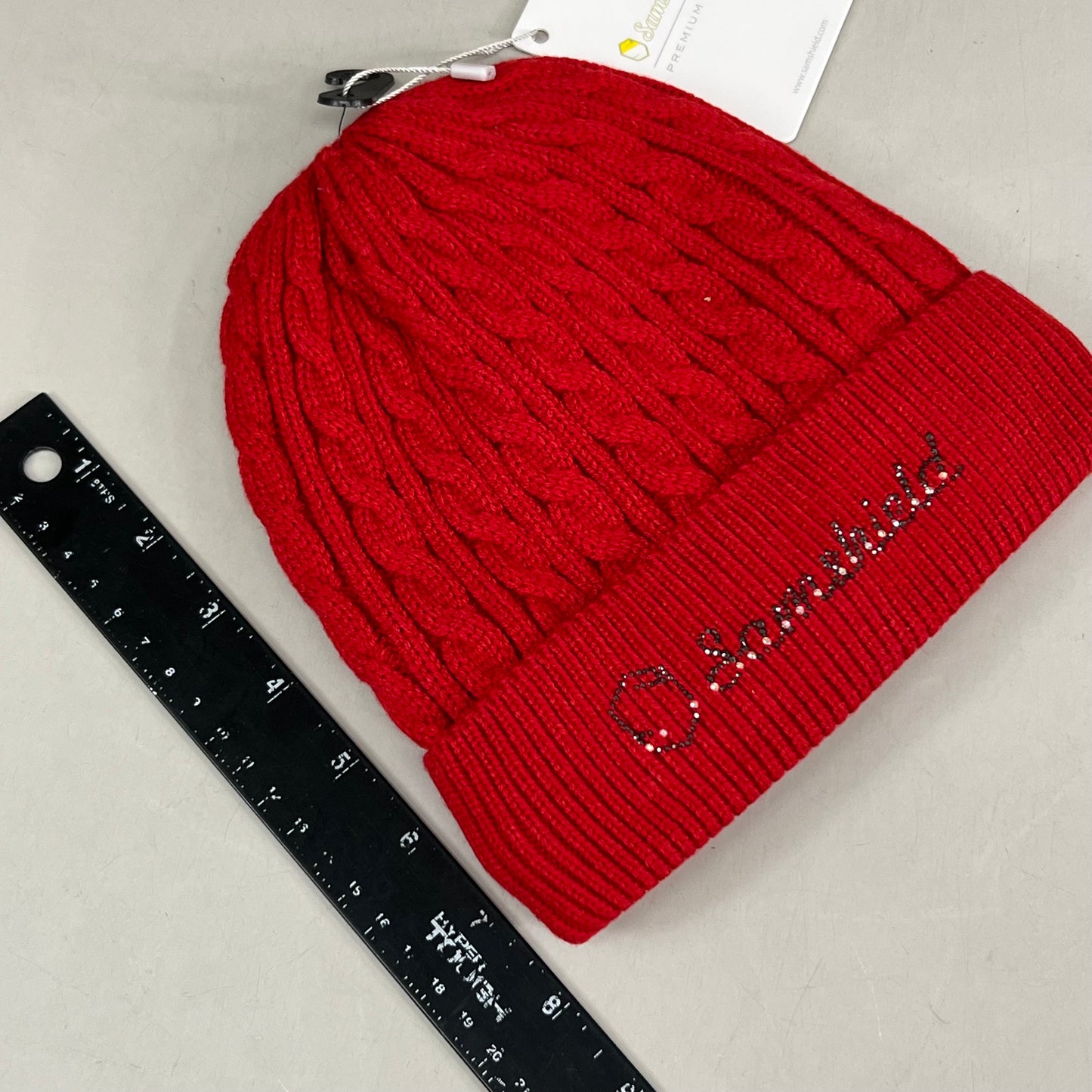 SAMSHIELD Mira Crystal Equestrian Beanie Hat Women's Sz One Size Fits All Raspberry