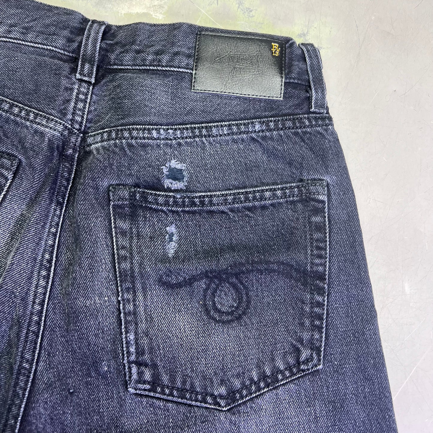 R13 Relaxed Distressed Boyfriend Jeans Made In Italy Women's Sz 24 Jake Black