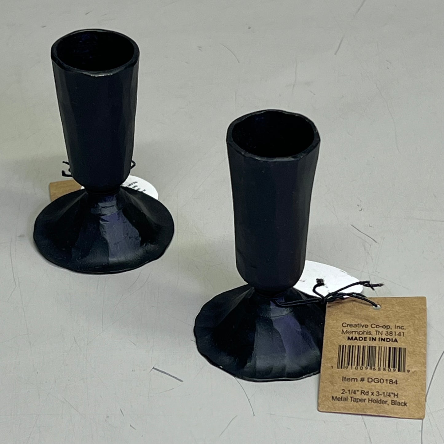 CREATIVE CO-OP (2 PACK) Hand Forged Cast Iron Candle Holder  3.5" Black DG0184