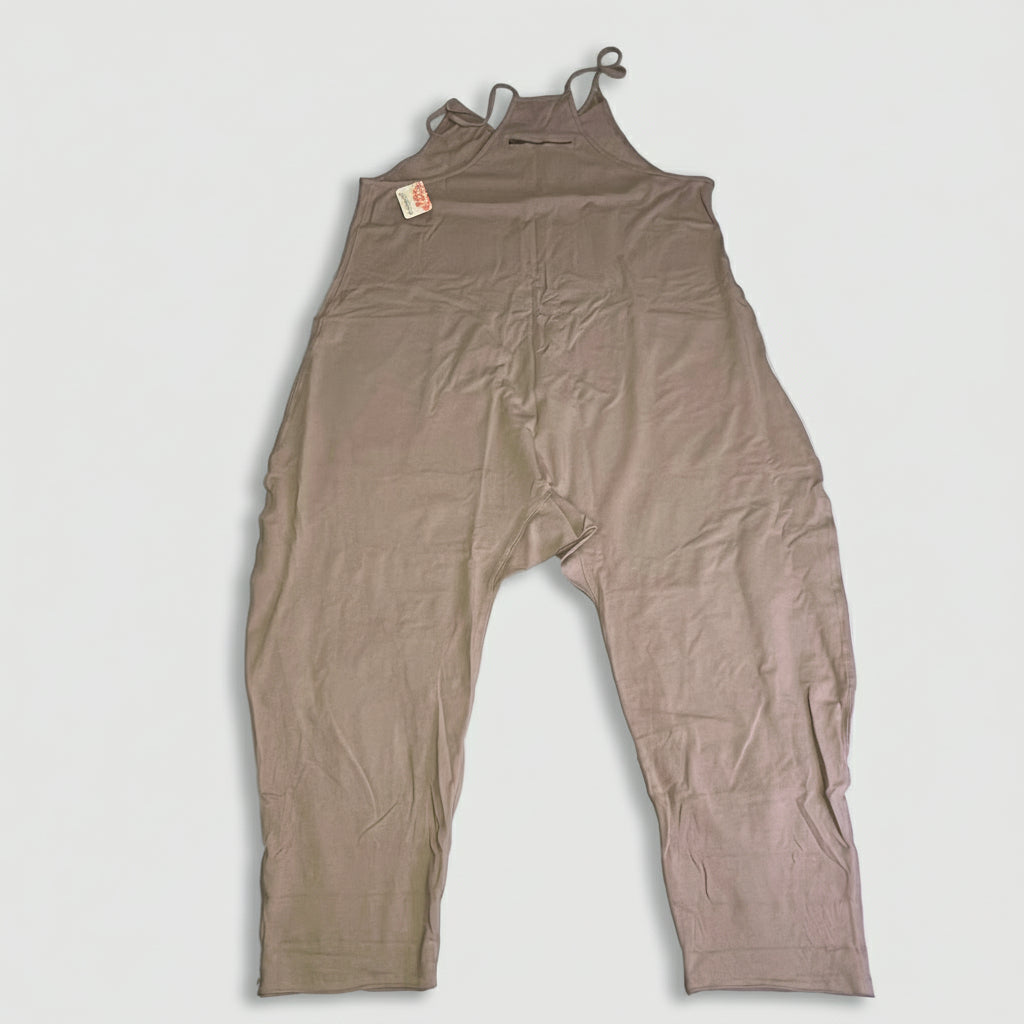 FREE PEOPLE Hot Shot Onesie Relaxed Fit Women's Sz L Mocha Latte 80029523