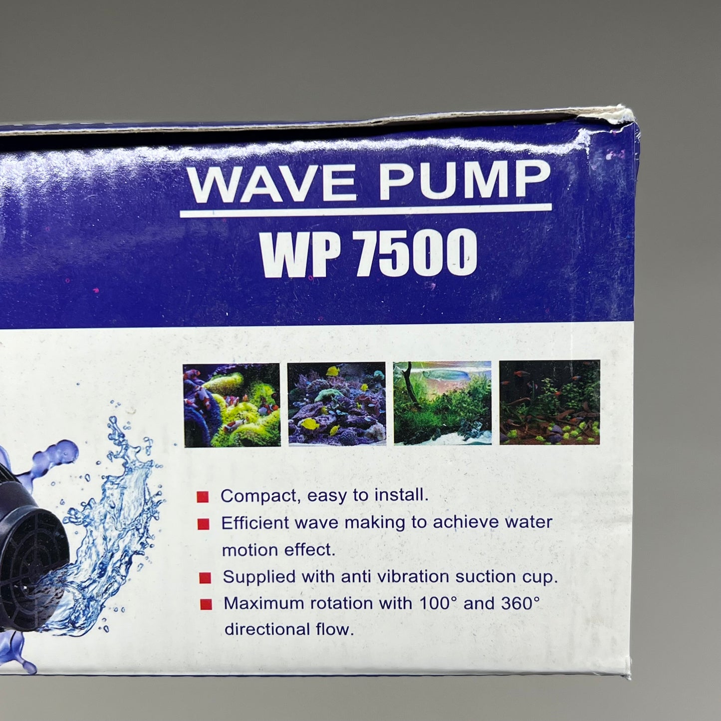 AQUAGLOBE Compact Wave Pump Easy Install Anti Vibration Suction Cup Black WP7500