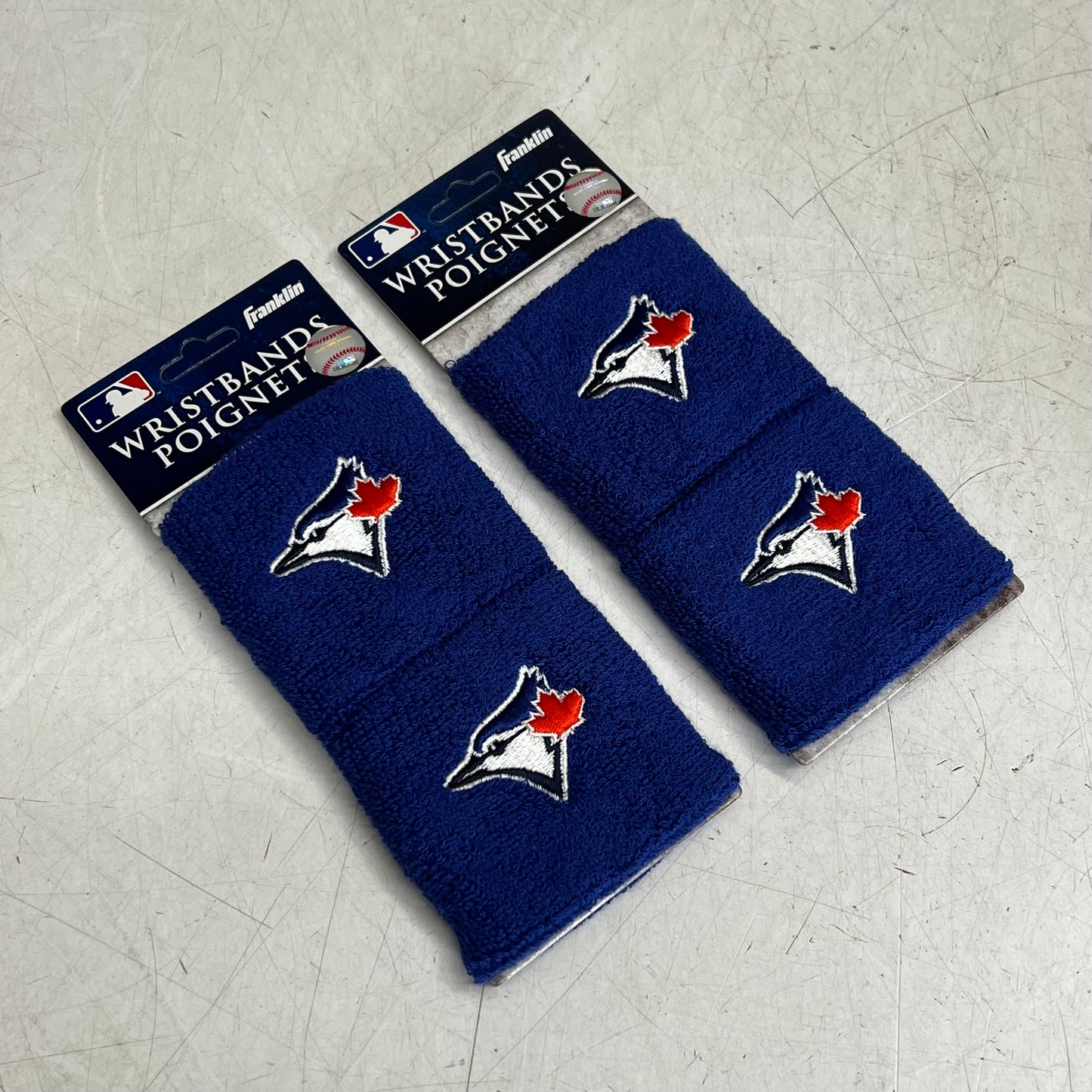 FRANKLIN (2 PACK) Wristbands Official Team Logo Blue Jays 3"W Blue 27535F14K2P6