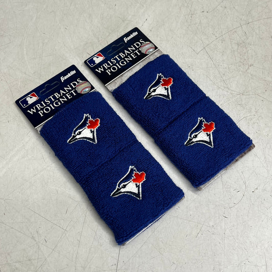 FRANKLIN (2 PACK) Wristbands Official Team Logo Blue Jays 3"W Blue 27535F14K2P6