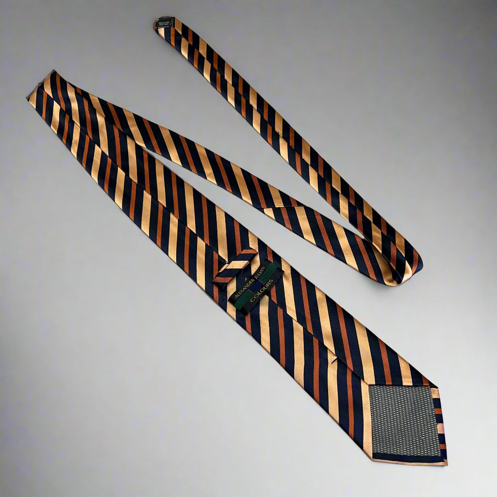 ALEXANDER JULIAN COLOURS Slanted Design Tie 64" Orange/Navy Blue (Pre-Owned)