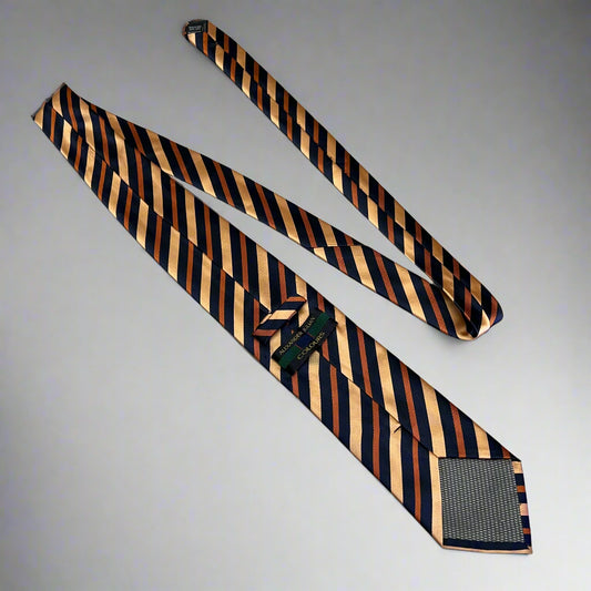 ALEXANDER JULIAN COLOURS Slanted Design Tie 64" Orange/Navy Blue (Pre-Owned)