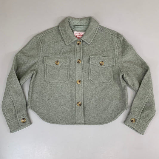 LEVI'S Front Button Cropped Jacket W/ Laydown Collar Women's Medium Tea Green 595450040