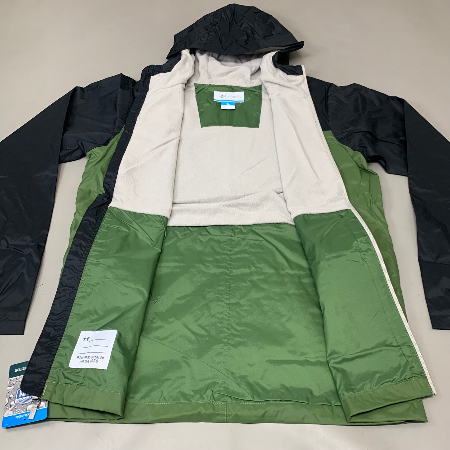 COLUMBIA Rain-Zilla Fleece Lined Jacket Unisex Youth Sz XL Black Canteen RB3418-008