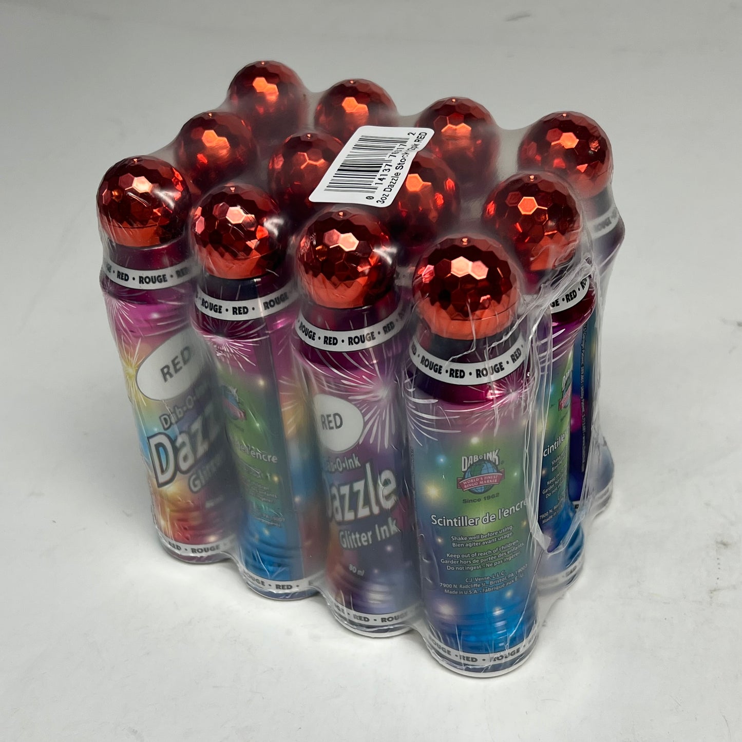 DAB O INK (12 PACK) Dazzle Shimmery Glitter Ink Bingo Dot Marker 80 Ml Red A26